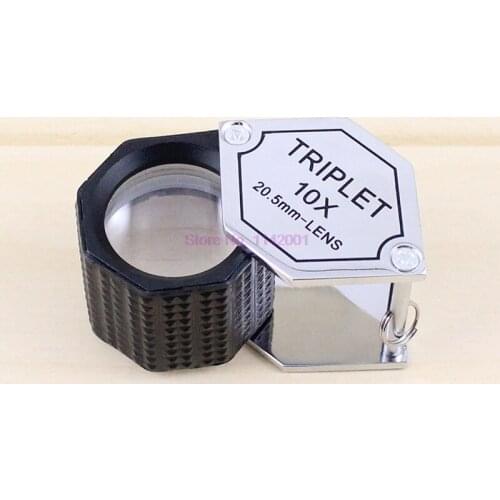 20pcs 10x 20.5mm Metal Foldable Triplet Jewel Jewelry Magnifier Pocket Loupe Educational Toy Gift for Children Magnifying Glass