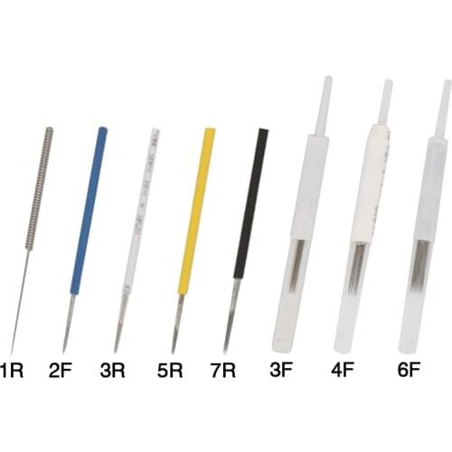 100pcs Merlin Tattoo Needles 1R/2R/3R/5R/7R/3F/4F/6F For Permanent Makeup Eyebrow and Lip Designs Deluxe Merlin Machine