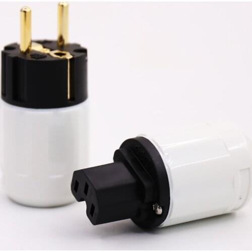 Audiocrast HI-End 24K Gold Plated Schuko Power Plug European Plug Adapter Schuko Type for Germany, France, Europe, Russia