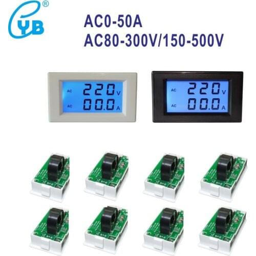 Free Shipping 10pcs AC 60-300V 130-500V Volt Ampere Meter AC 50A Fixed Type Current Voltage Dual Meter AC Volt Amp Panel Meter