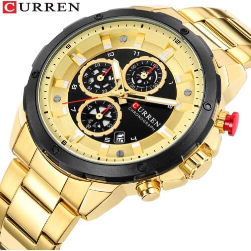 CURREN Gold Watch Mens Watches Top Brand Luxury Sport Mens Quartz Clock Waterproof Military Wrist Watch Relogio Masculino Saat