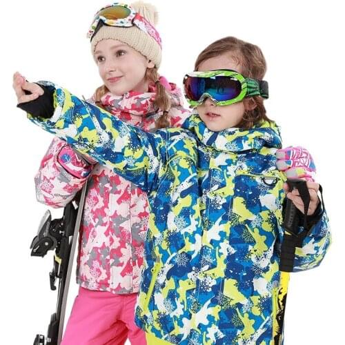 Childrens Snow Ski Suits Baby Boys Girls Outdoor Windproof Waterproof Wear Hooded Ski Jackets Bandage Pants Kids Winter Warm
