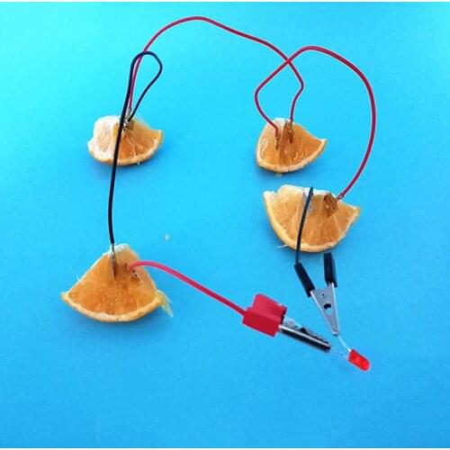 Feichao Fruit Battery Science Experiment Kit with Electronic Clock and RGB LED for DIY Home Teaching Toy School Science Project