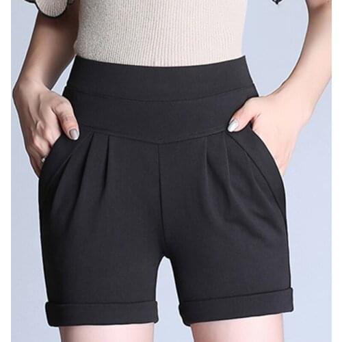 Harlan Solid Color Plus Size Oversized Black Fashion Zevity Basic High Waist Summer WomenS Casual Cycling Clothing Shorts 2021