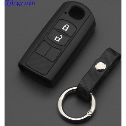 Jingyuqin Carbon Fiber Silicone Car Remote Fob Key Case Cover for Mazda 2 3 5 6 CX-3 CX-4 CX-5 CX-7 CX-9 Atenza Axela MX5
