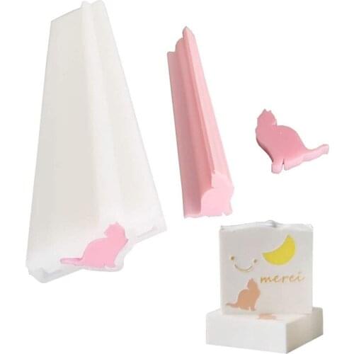 Little Cat Tube Column Silicone Soap Candle Mold Embed Soap Making Supplies Silicone Mold for Soap