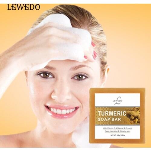 LEWEDO 100g Turmeric Soap Bar Deep Cleansing Handmade Soap Moisturizing Face Washing Bathing Soaps Skin Care