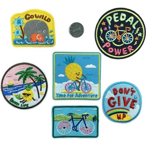 Outdoor cycling clothing DIY Iron On patches bicycle UFO beach animal embroidery stickers washable badge accessories