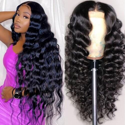 QT 4*4 Lace Closure Wig Human Hair Wigs Brazilian Loose Deep Wave for Black Women Pre-Plucked Lace Front Human Hair Wigs