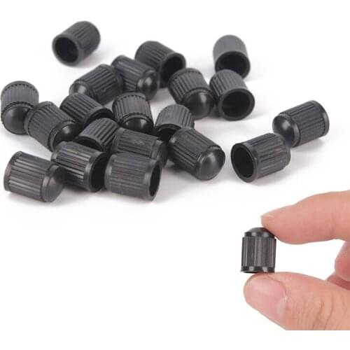 Plastic Black Dust Valve Caps Bike Car Wheel Tyre Air Valve Stem Caps Motorcycle Tyre Air Valve Caps Accessories 20Pcs