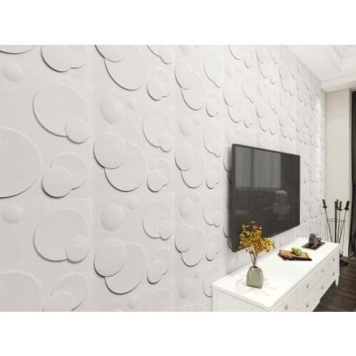 50x50cm Plastic Decorative White Ring 3D Wall Panels for Living Room Bedroom TV Background Ceiling Pack of 12 Tiles