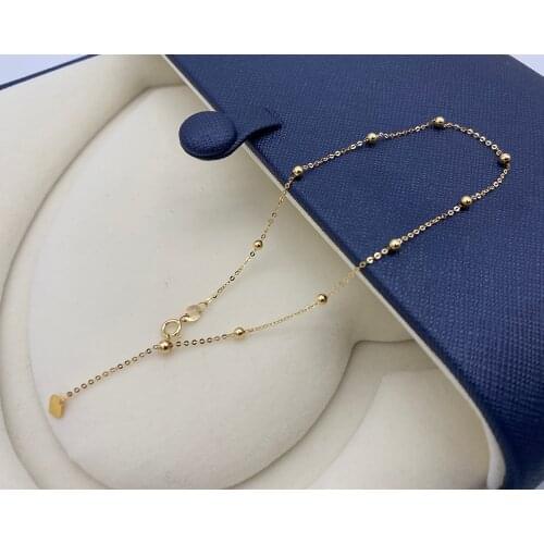 Sinya Fashion 18K Gold Beads Chain Bracelet Anklet Hot & New Women Girl Mother Brithday Gift Au750 Fine Jewelry