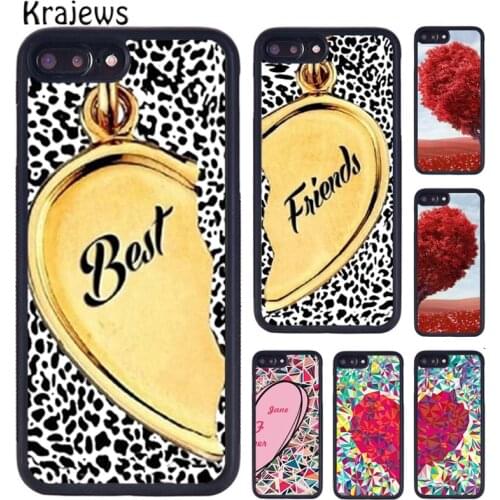 Krajews Pink Best Friends Heart Flower Pair Matching Phone Case For iPhone X XR XS 11 12 Pro MAX 5 6 7 8 Plus Samsung S8 S9