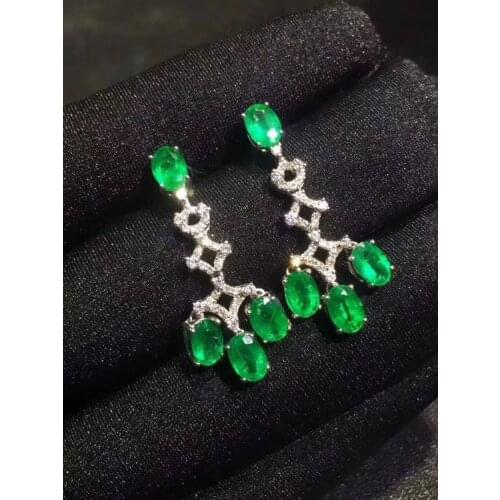 100% Natural And Real emerald earring Real original emerald 925 sterling silver Gem Earring