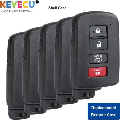 KEYECU 5PCS Smart Keyless Remote Car Key Shell Case Cover for Toyota Highlander RAV4 2013 2014 2015 2016 2017 2019, Fob 4 Button