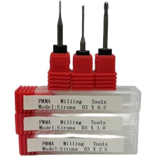 Dental CAD CAM Milling Burs For Sirona inLab MC X5 Cerec Burs 0.5 1.0 2.5mm Milling Tools For Zirconia PMMA Dental Lab Equipment