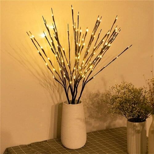 2pcs 1pcs Willow Branch LED Night Light 20 leds Christmas Decor Flexible 75cm Thanksgiving Day Christmas Waterproof Party Dec AA