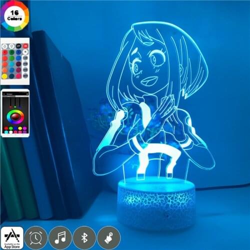My Hero Academia LED Night Light OCHACO URARAKA Anime 3d Lamp Acrylic Visual Table Light for Home Decor Boku no Hero Academia