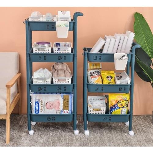 3-4 Tier Rack Cart Wheels Rolling Storage Trolley Mobile Kitchen Bathroom Tidy Wall Shelf Trolley Living Pantry Closet Organizer