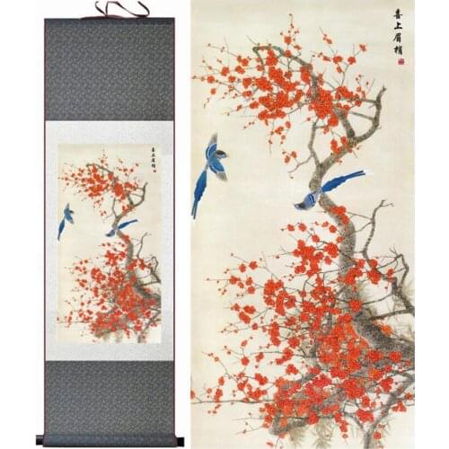 Birds and flower painting silk scroll painting traditional birds and flower painting Chinese birds