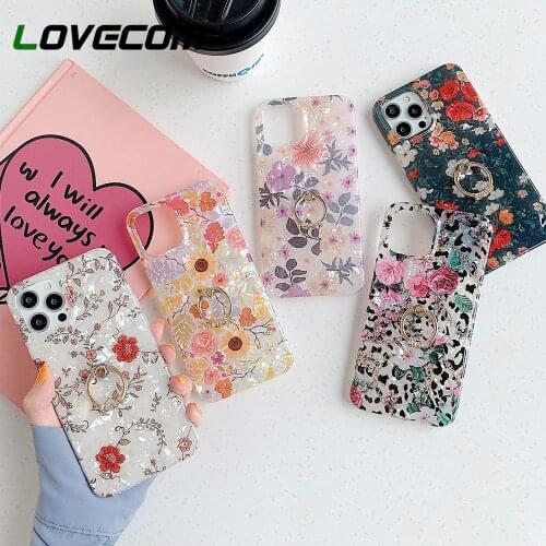 Vintage Leopard Flower With Ring Holder For Samsung A72 A32 A71 A51 S21 S20 Plus S20FE Note 20 Ultra Case Soft Dream Shell Cover