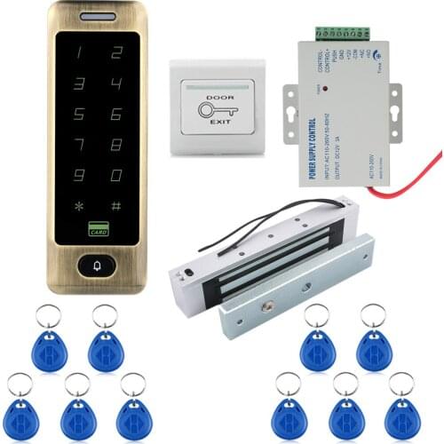 Waterproof Metal Touch 8000 Users Door RFID Access Control Keypad Case Reader Magnetic Lock 180kg 350 LBs