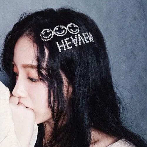 New Fashion Crystal Hairpin Shiny Rhinestones Smile Face Letters Hair Clips Hair Accessories for Women Girls