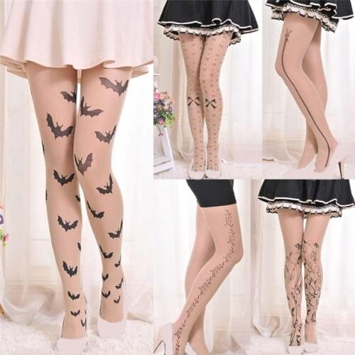 Women Sexy Tattoo Print Pattern Hosiery Stockings Sheer Pantyhose Mock Tights Spring Summer Ladies Girl Pantyhose
