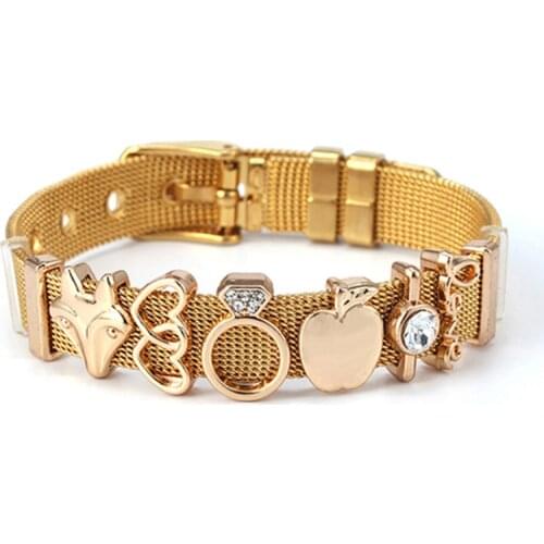 DIY European Styles Fashion Charm Slide Beads Fit 10mm Watch Keeper Mesh Bracelets For Women Brand Simple Jewelry Gift