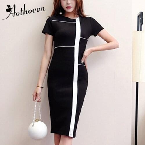 2019 Summer Bodycon Pencil Office Dresses Women Short Sleeve O Neck Elegant Dresses Patchwork Vintage Bandage Sexy Party Dress