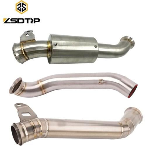 ZSDTRP Motorcycle Slip On Mid Pipe Titanium Alloy Eliminator Exhaust Mid Pipe For KTM 690 FOR Duke 690 2012-2017