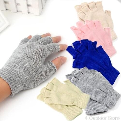1 Pair Knitted Stretch Half Finger Elastic Fingerless Gloves Winter Soft Warm O01 20 Dropshipping
