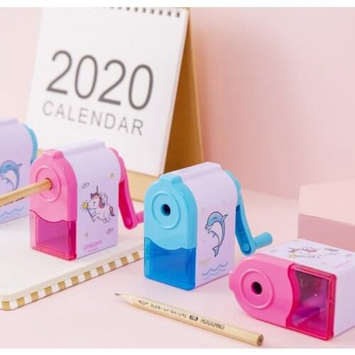 1pcs Cartoon Print Pencil Sharpener Student Hand Crank Pencil Sharpener School Supply