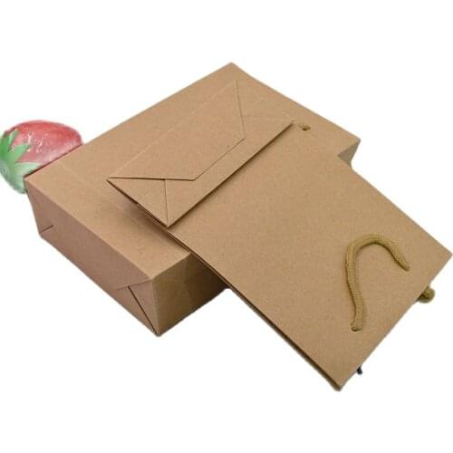 20pcs Kraft Paper Gift Bag with handle Small/Large Shopping Bags Wedding Party Brown Packing Bag DIY Fashionable Present Bag