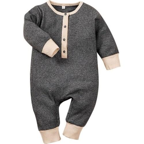 2021 Unisex Cotton Baby Boy Clothes Solid Full Sleeve Newborn Baby Girl Clothes Pajamas Romper Jumpsuit Ropa Bebe