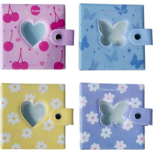 3 Inch Love Heart Photo Album Pockets Mini Film Photo Holder PVC Hollow Love Heart Binder Holder Card Holder applied