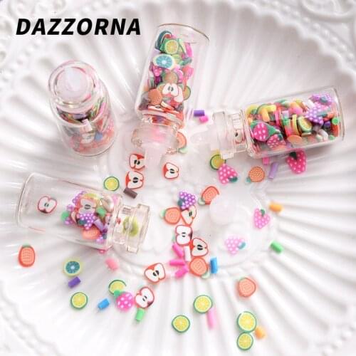 5Pcs/lot 16x35mm Clay Candy Bottle Charms Transparent Fruit Bottle DIY Pendants Craft Earrings Dangle Jewelry Accessories