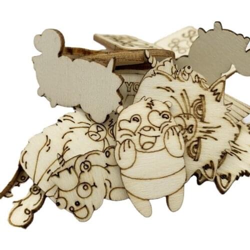 50PCS 30MM Wood Animal Shaped Crafts Natural Wooden Ornaments Accessories Embellishment for DIY Scrapbook Home Decorations