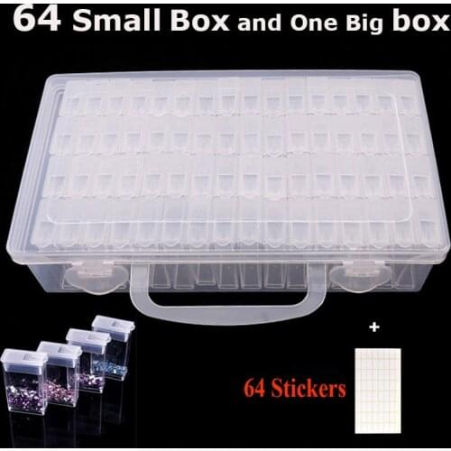 64/128 Grids Plastic Box Organizer Medicine Case diamond painting Storage Box Embroidery Storage Case Jewelry Accessories Tools