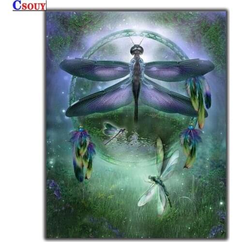 5D DIY Diamond Painting Dragonfly Diamond Mosaic Drawing Full Square Round Drill Diamond Embroidery Cross Stitch Home Decor Gift