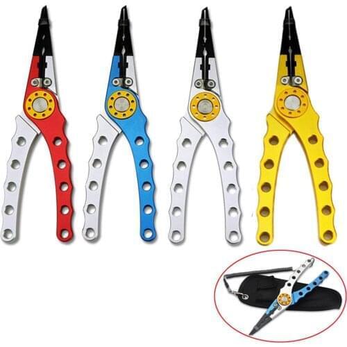 Aluminum Fishing Pliers Hook Remover Braid Line Cutting and Split Ring with Coiled Lanyard and Sheath Fishing Tools Accessories