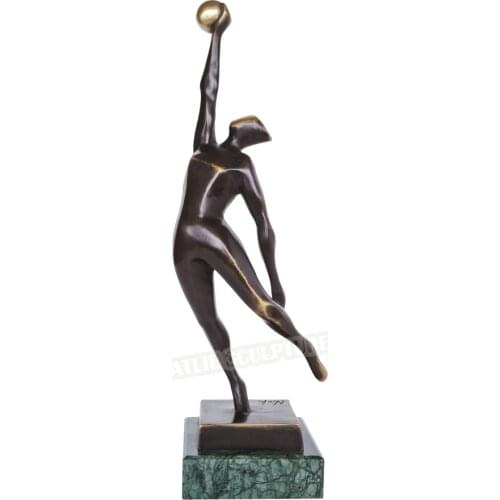 Bronze Abstract Man Playing Basketball Statue Sport Sculpture Art Classy Office Table Home Decor Gift