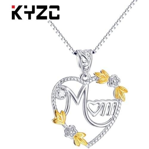Heart Chain Crystal CZ Mothers Day Series gift Romantic Necklace Women Gold Element Mom Letter Pendant Necklace