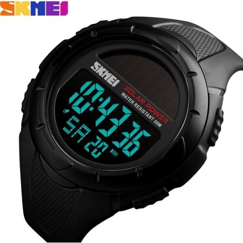 SKMEI Top Luxury Sports Watches Solar Outdoor Military Digital Watch Men Waterproof Chrono 12/24 Hours Mens Watches relojes