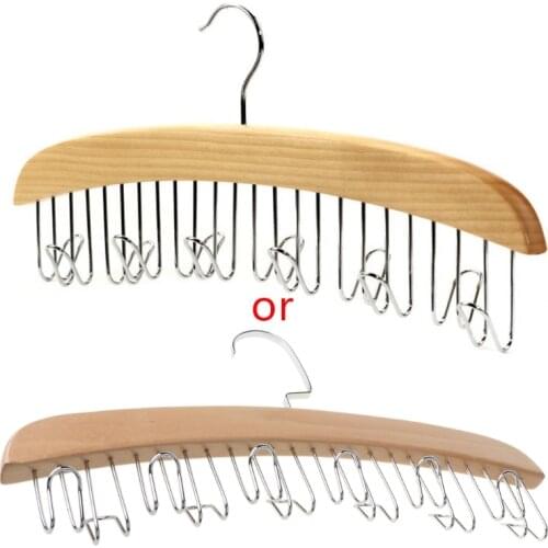 Wood Racks With Stainless Steel Scarf Hooks Tie Belt Cloth Hanger Organizer R7RC