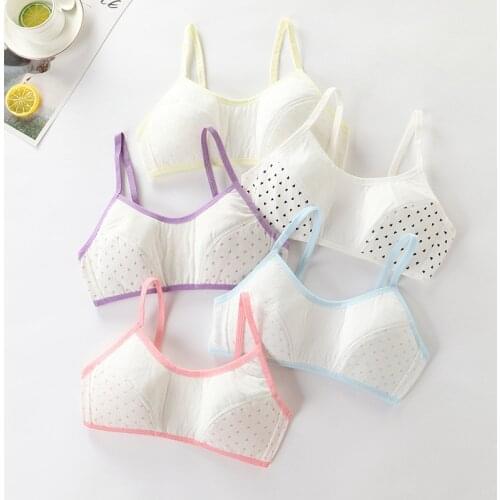 Children Combed Cotton Vest Adolescent Tops Young Girls Training Kids Bra Student Teen Girls Underwear Bras for 8-18 Years old