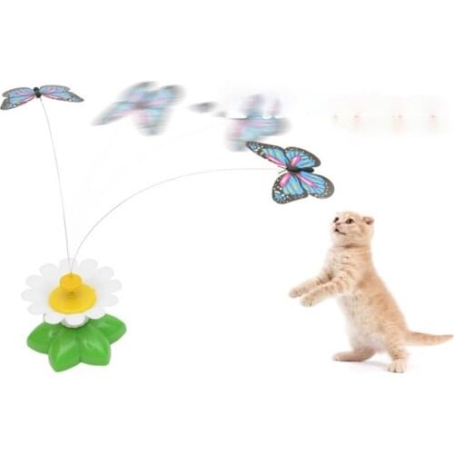 Electric Cat Toy Butterfly Rotating Dog Teaser Stick Funny Kitten Toys Interactive Puppy Goods Outdoor Steel Wire Pets Toy