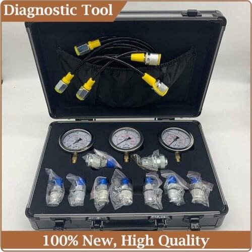 Excavator Hydraulic Pressure Gauge Test Kit Professional Hydraulic Diagnostic Measuring Tool For Hydraulic Presses Machinery