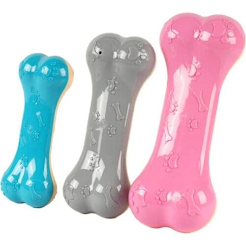 Dog Chewing Toy Bone Shape Dog Squeaky Toy TPR Puppy Teething Toy Pet Training Toy For Dog Interactive Pet Toy Dog Accessories