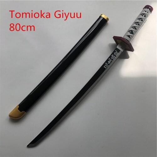 Kimetsu no Yaiba Sword Weapon Demon Slayer Tomioka Giyuu Rengoku Kyoujurou Cosplay Sword Ninja Knife wood Weapon Prop 80cm